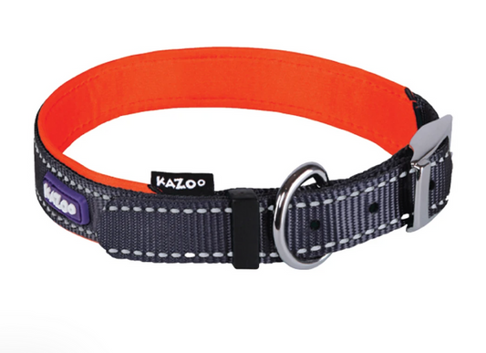 Kazoo Active Buckle Dog Collar Slate/Orange
