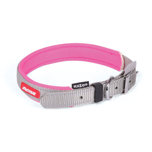 Kazoo Active Buckle Dog Collar Silver/Pink