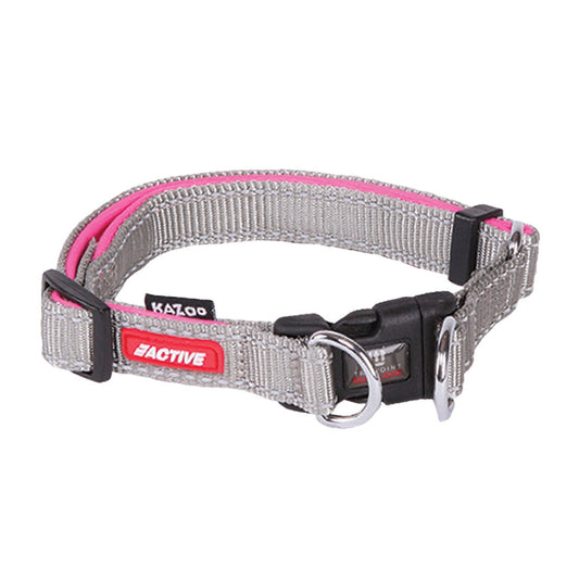 Kazoo Active Adjustable Dog Collar Silver/Pink