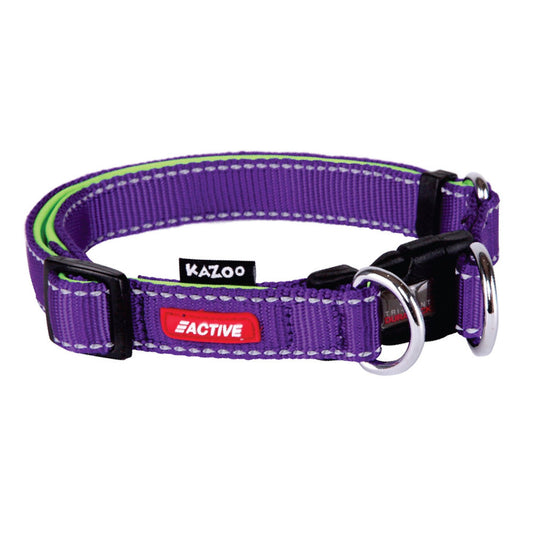 Kazoo Active Adjustable Dog Collar Purple/Lime