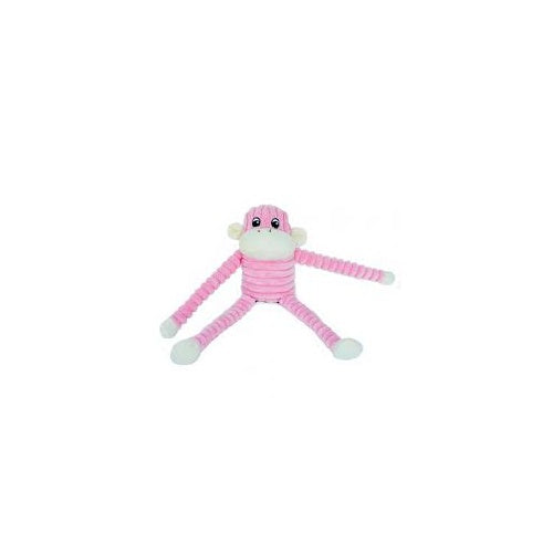 Zippy Paws Spencer the Crinkle Monkey Long Leg Plush Pink Dog Toy