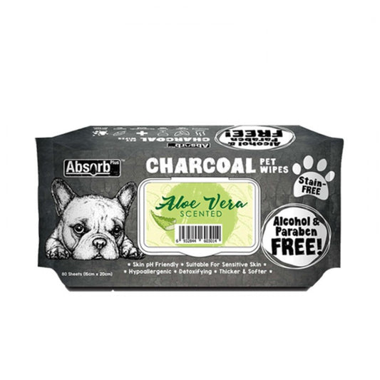 Absorb Plus Charcoal Pet Wipes Aloe Vera