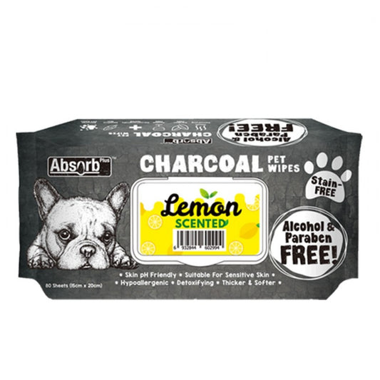 Absorb Plus Charcoal Pet Wipes Lemon